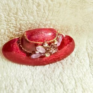 Source Unknown Red and Gold Brooch